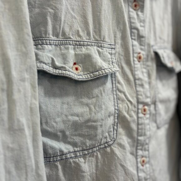 Free People Denim Shirt Jacket w/ Embroidered Back – Size L - Picture 5 of 10